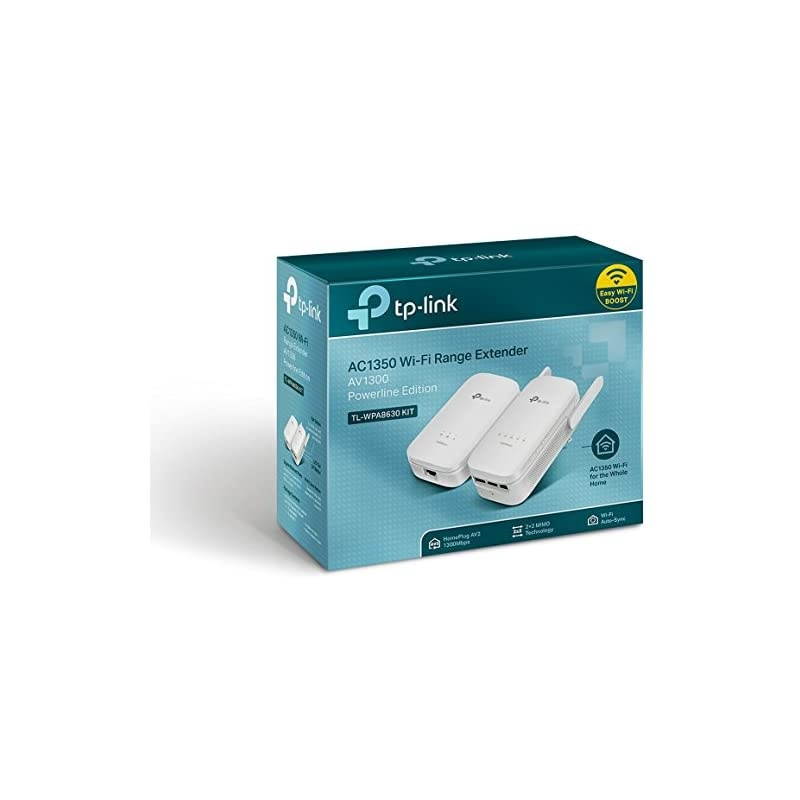 AV1300 Powerline WiFi ExtenderTLWPA8630 KIT Powerline Adapter with AC1350 Dual Band WiFi Gigabit Port 2X2 MIMO with Beamforming PlugPlay Power Saving Ideal for Smart TV