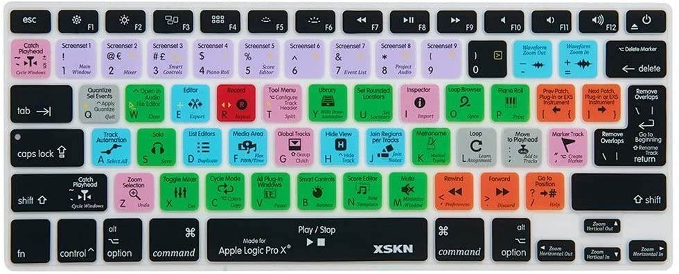 XSKN for Apple Logic Pro X 10 Shortcut Design Silicone Keyboard Skin Cover for Macbook 13 15 17 inch (US & EU Layout)