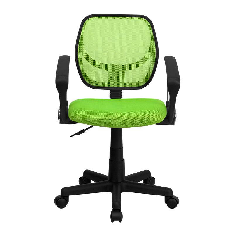 Mid-Back Green Mesh Swivel Task Chair with Arms