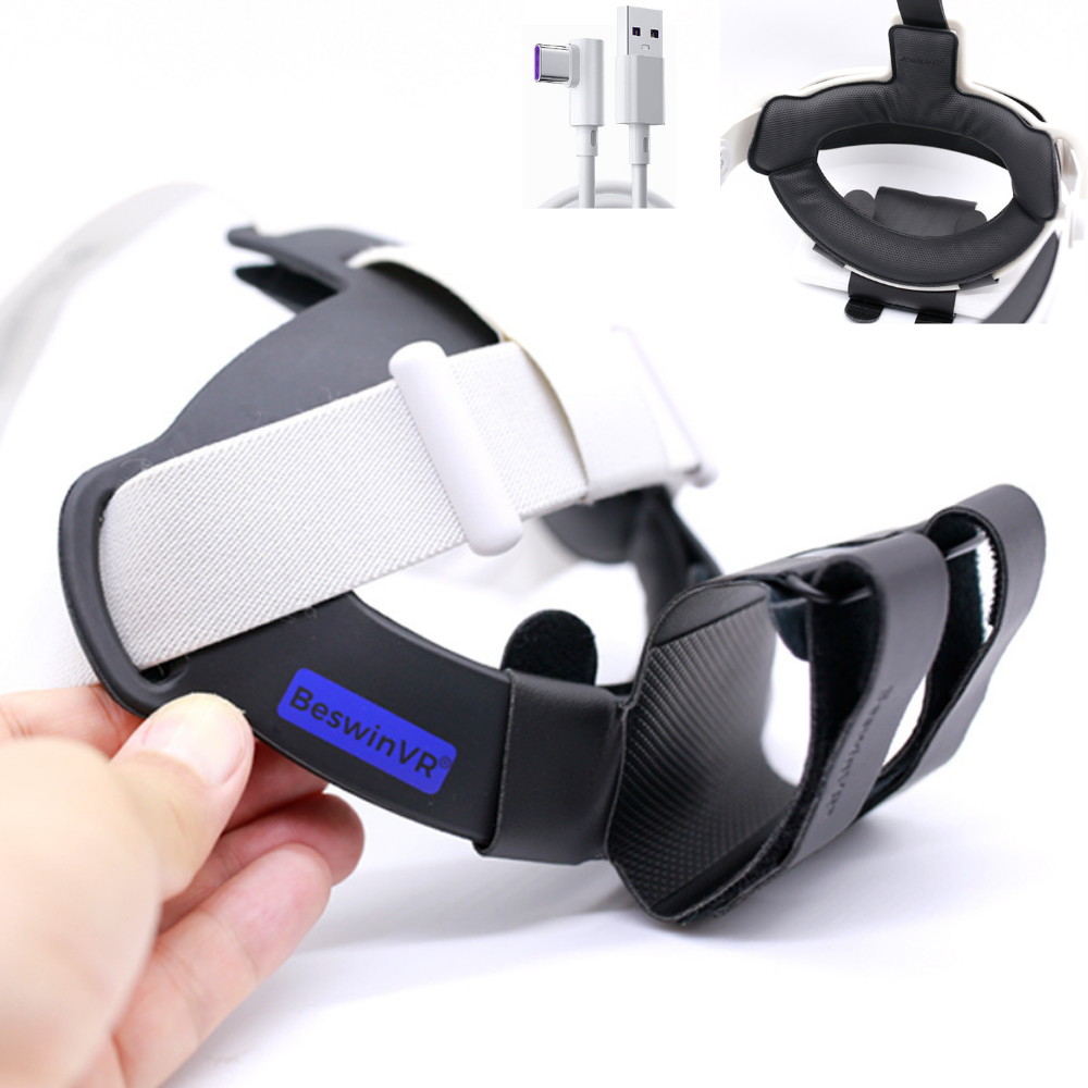 2021 BeswinVR Halo Padding Kit 3 in 1 & Power Bank Holder for Oculus Quest 2 Strap, Halo Strap and Bobo VR M2- Black and White Bundle