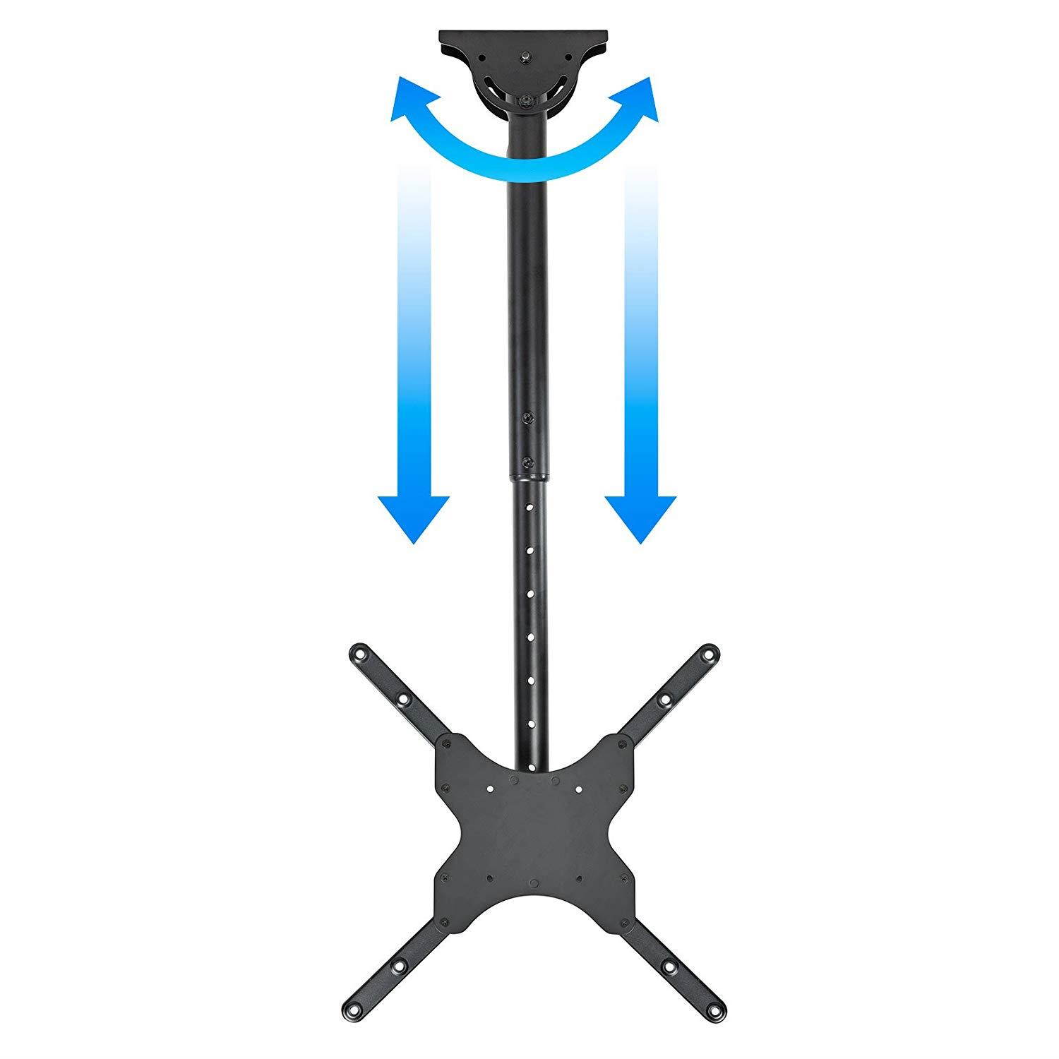 Mount Factory Universal Tilt and Swivel Ceiling TV Mount Bracket with Adjustable Pole Height fits most 26" to 55" Flat Panels