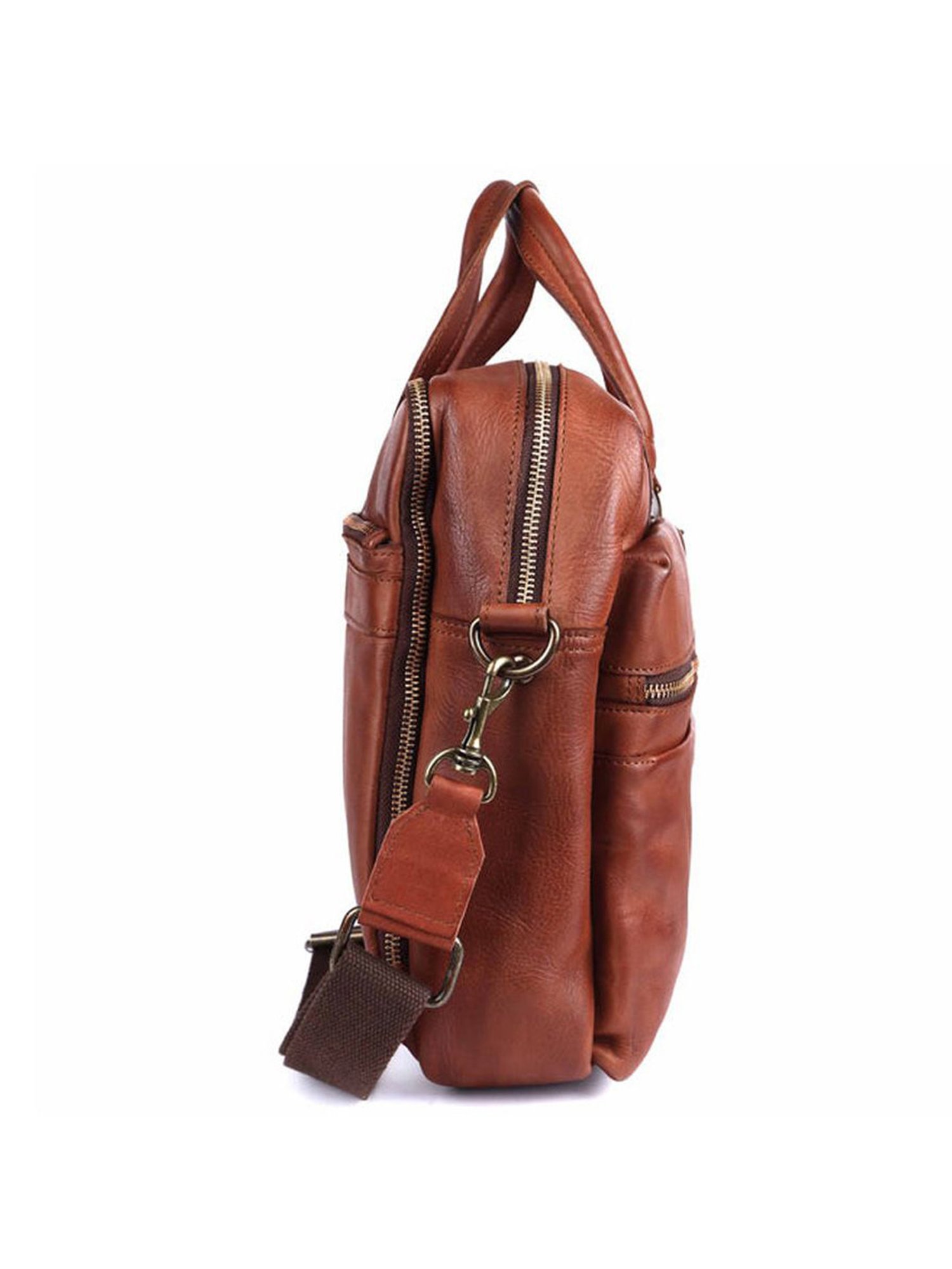 KOMPANERO Leo Cognac Leather Solid Messenger Bag