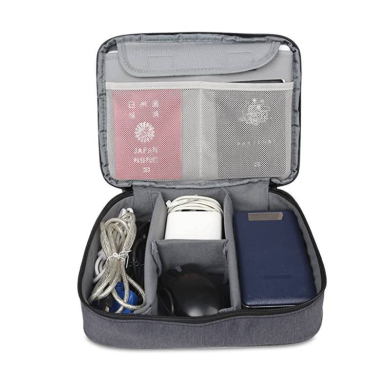 Electronic Organizer Double Layer Travel Accessories Storage Bag for Cord Adapter Battery Camera and Morea Sleeve Pouch for iPad or up to 97 TabletLarge Black