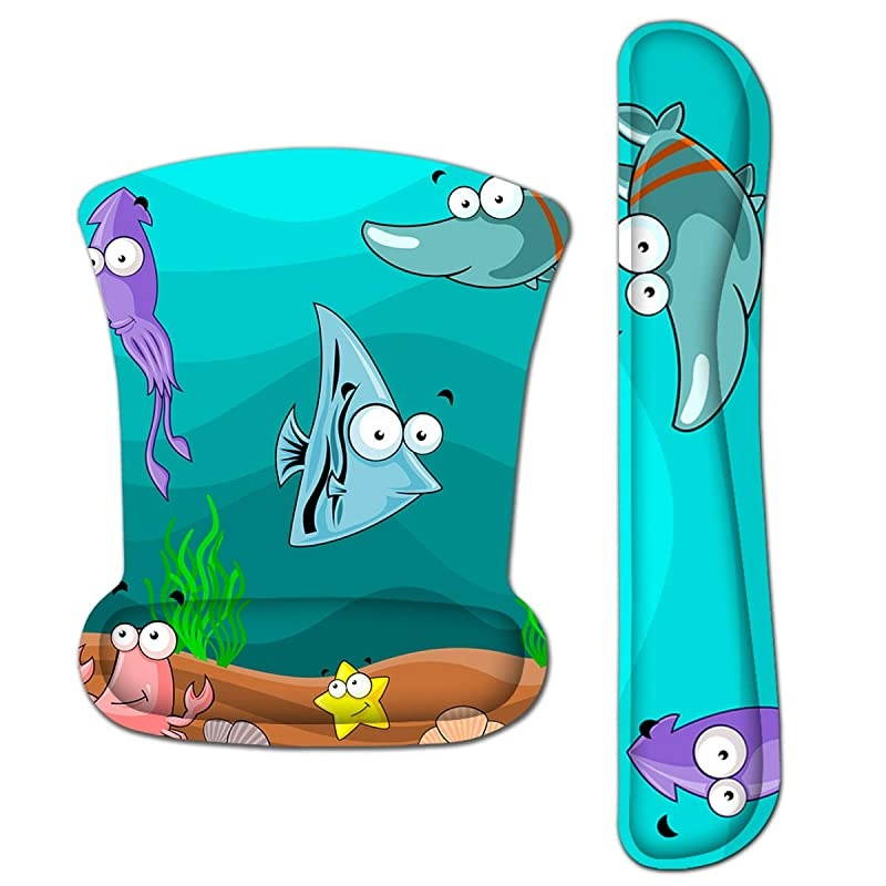 Keyboard Wrist Rest and Mouse Wrist Rest Support Mouse Pad Set,Non Slip Rubber Base Wrist Support with Ergonomic Raised Memory Foam for Easy Typing & Pain Relief