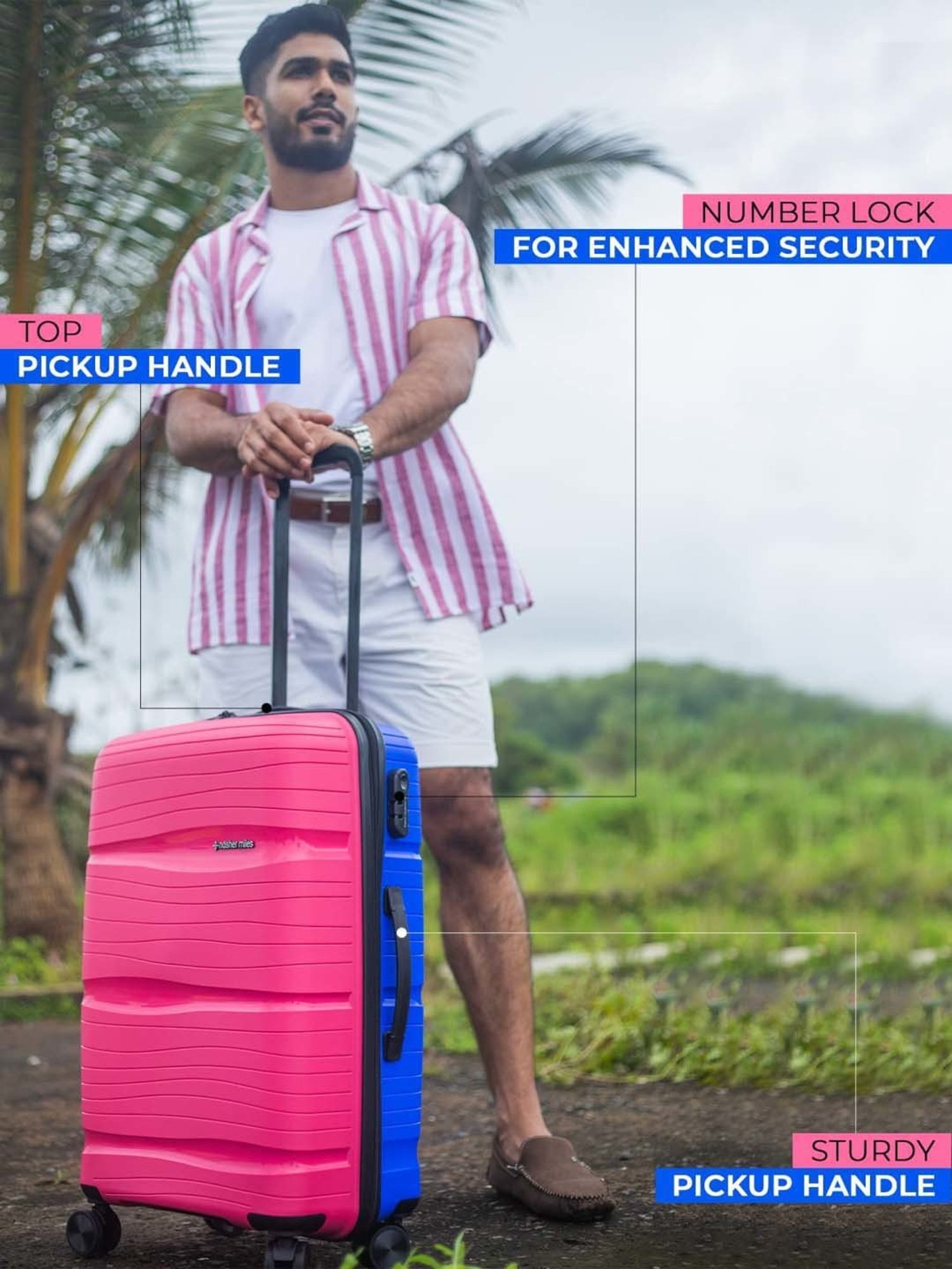 Nasher Miles Nicobar Hard-Sided Polypropylene Set of 2 Pink and Sky Blue Trolley Bags (55 & 65 cm)