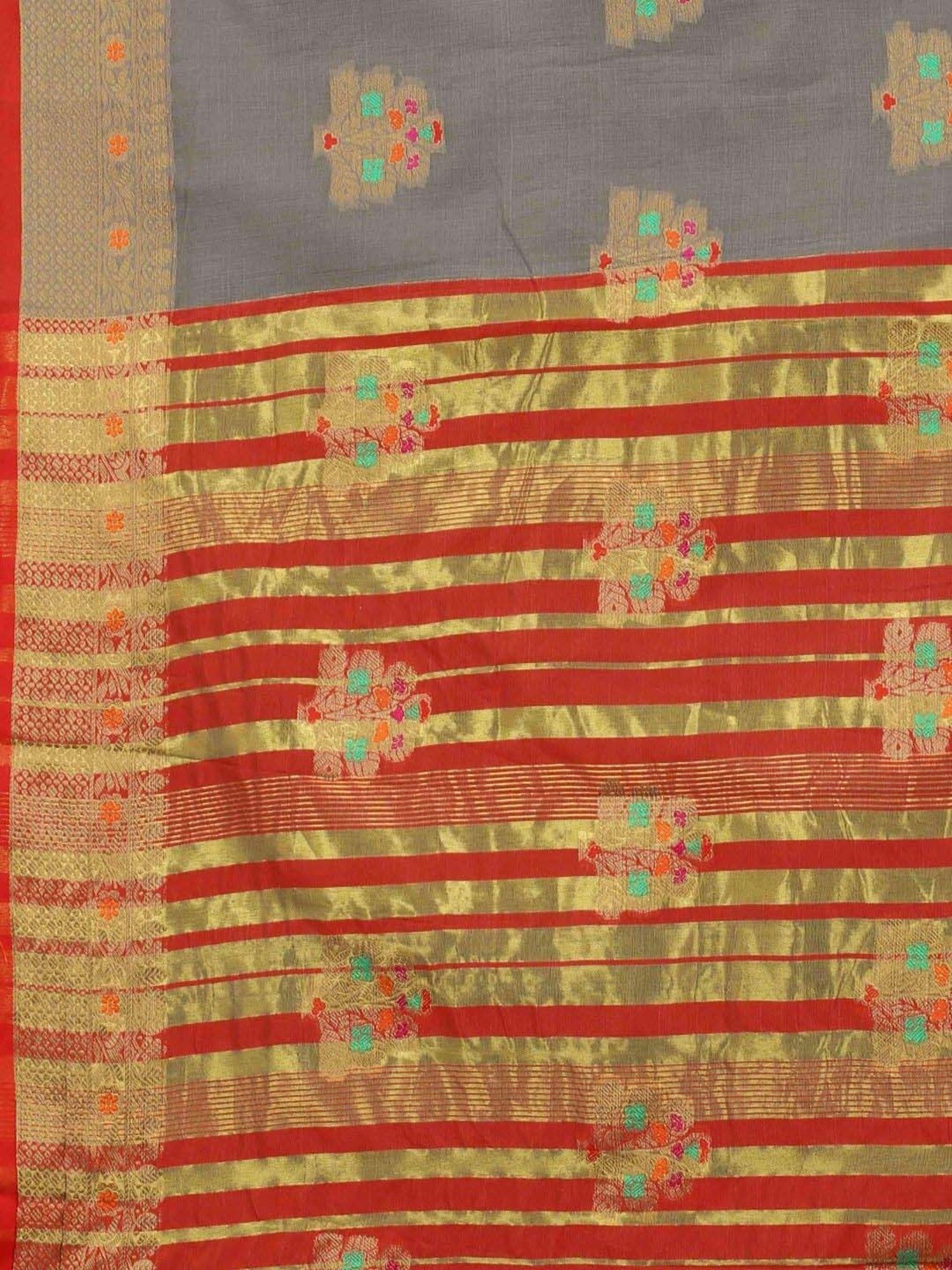 Silk Land Grey Woven Saree With Unstitched Blouse