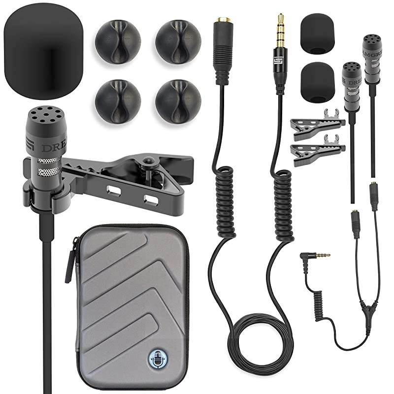 2HD Lavalier Lapel Microphone Full Accessories Pack  LAV PRO for iPhone Samsung Any Other Phones with Extensions Invisible Mic Holders  More Best StudioQuality Sound Kit for Youtubers
