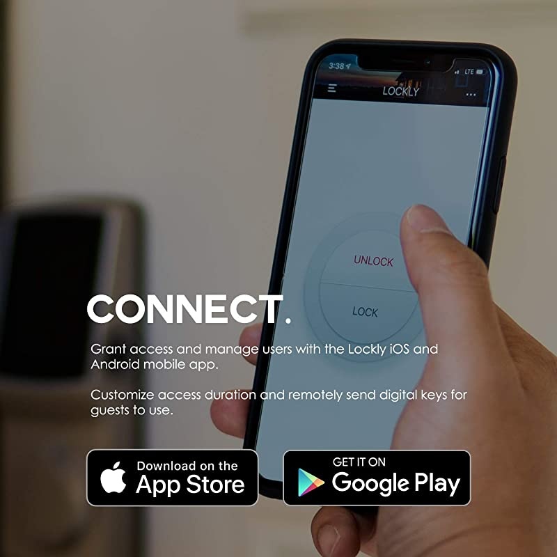 Bluetooth Keyless Entry Smart Door Lock (PGD 728F) Patented Keypad/Alarm System | Advanced 3D Fingerprint Reader | iOS and Android Compatible (VenetianBronze)