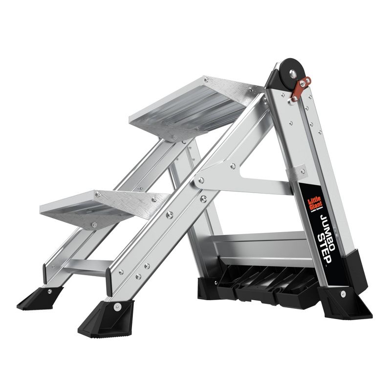 Little Giant Ladder Systems 2-step ANSI Type IAA 375 lb rated Aluminum Stepstool with handrail Gray