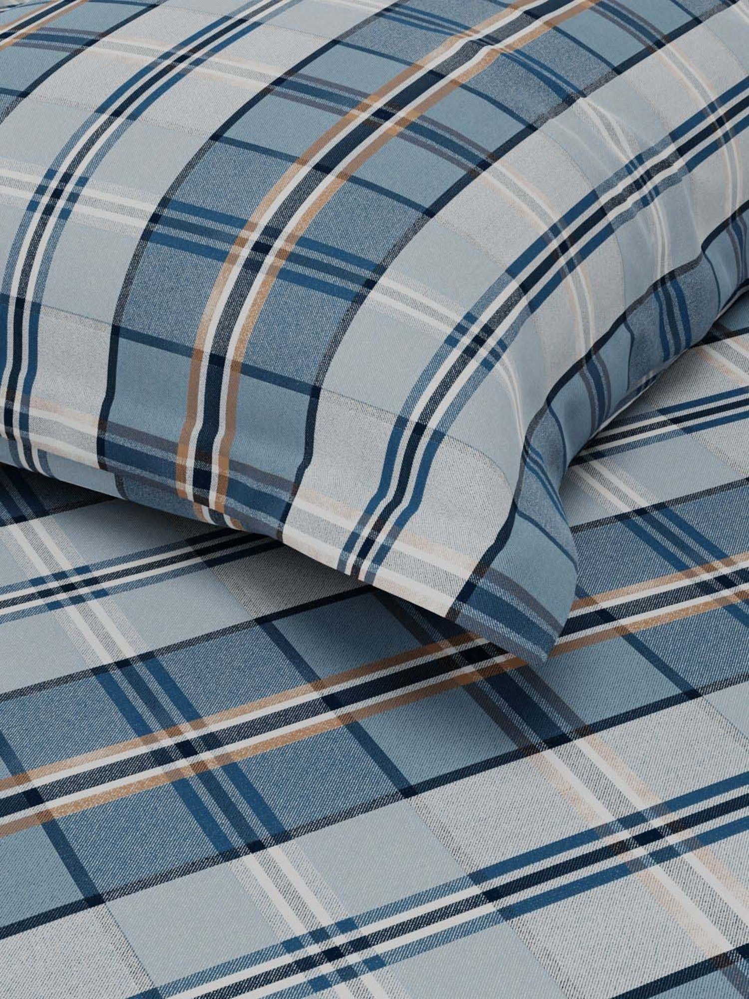 Bianca Estonia Blue 116 TC Poly Cotton Single Bedsheet with 1 Pillow Cover