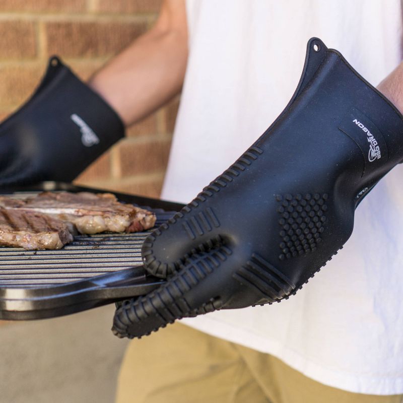 Silicone BBQ Grill Gloves Black - BBQ Dragon