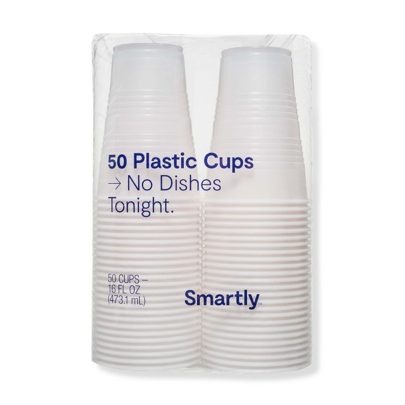 Clear Disposable Cup - 16 fl oz - 50ct - Smartly™