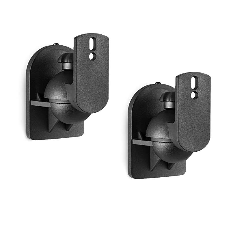 Dual Speaker Wall Mount Brackets Multiple Adjustments for Bookshelf Surround Sound Speakers Hold up to 77 lbs SWM202 2 Packs Black