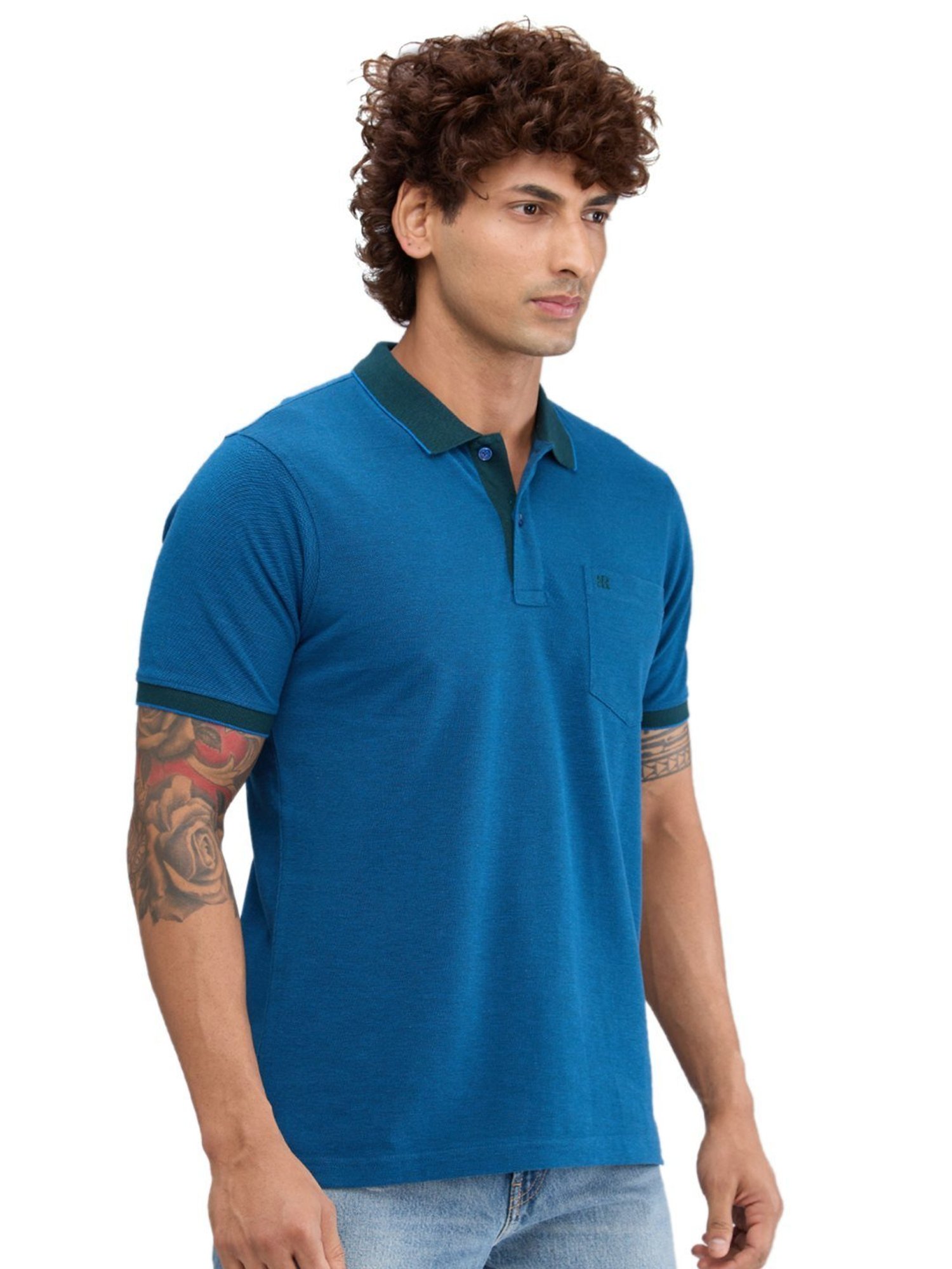 Raymond Blue Slim Fit Polo T-Shirt