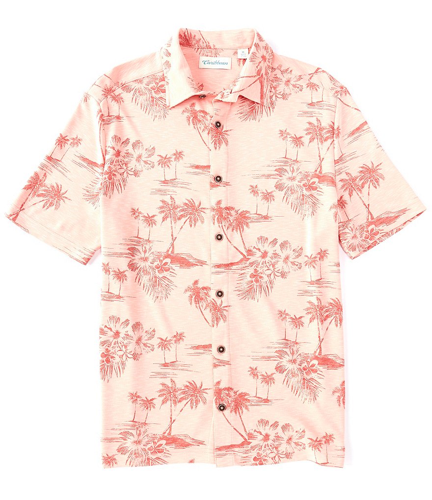 Caribbean Short Sleeve Knit Camp Collar Shirt