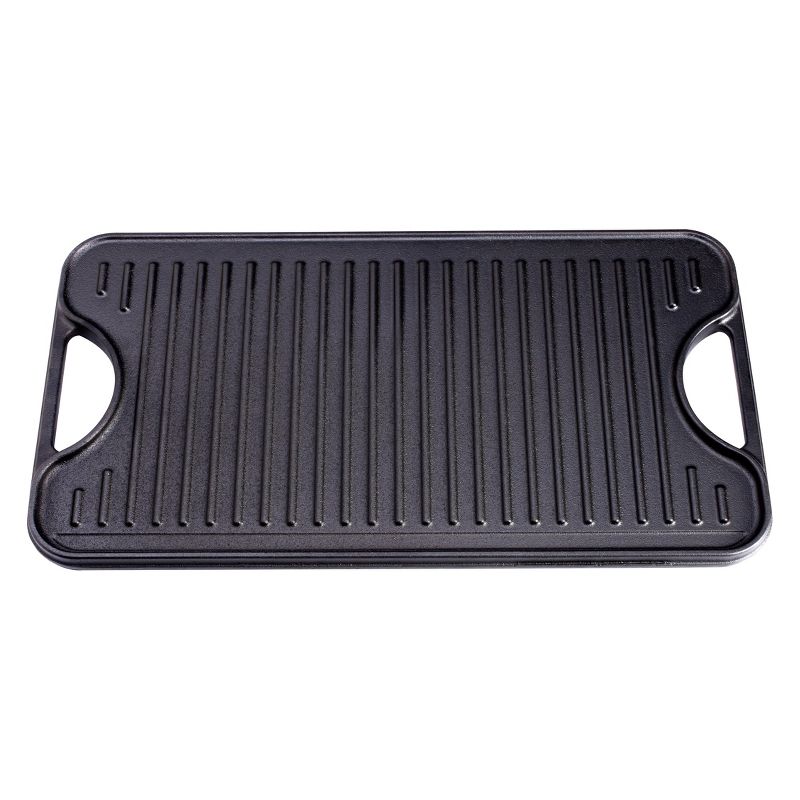 Victoria Cast Iron Large Reversible Rectangular Griddle 17"X9" Black