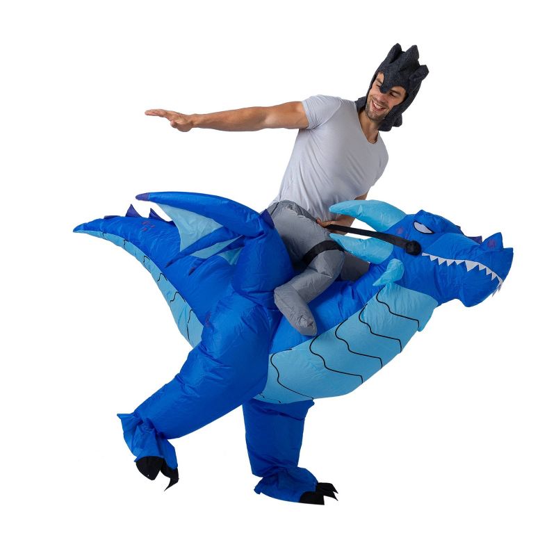 Adult 7' Blue Ice Dragon Ride-On Inflatable Halloween Costume One Size