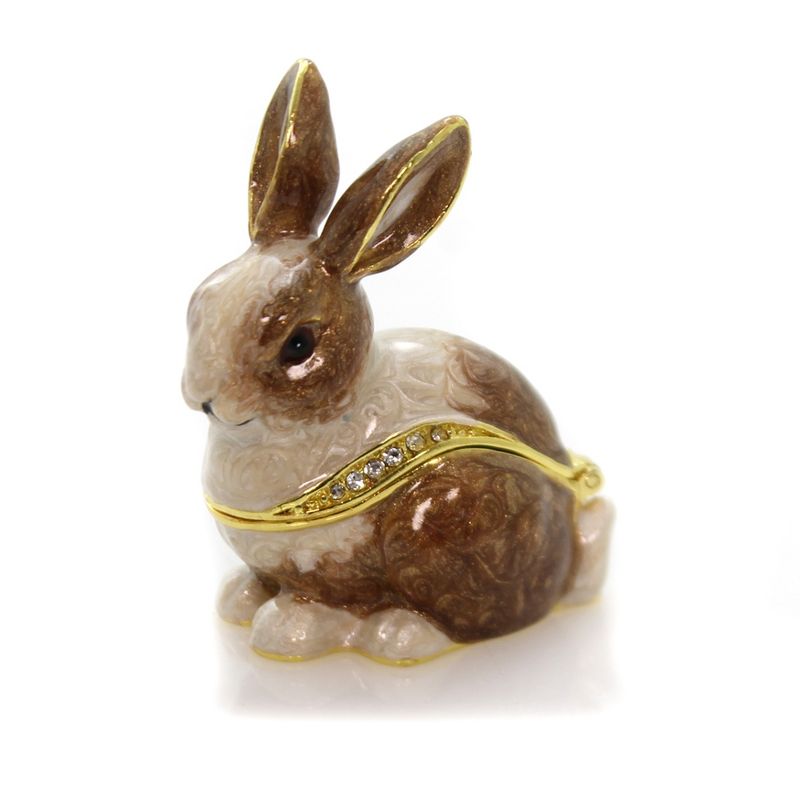 Hinged Trinket Box 2.75" Bunny Enameled Box Rabbit Easter  -  Decorative Figurines
