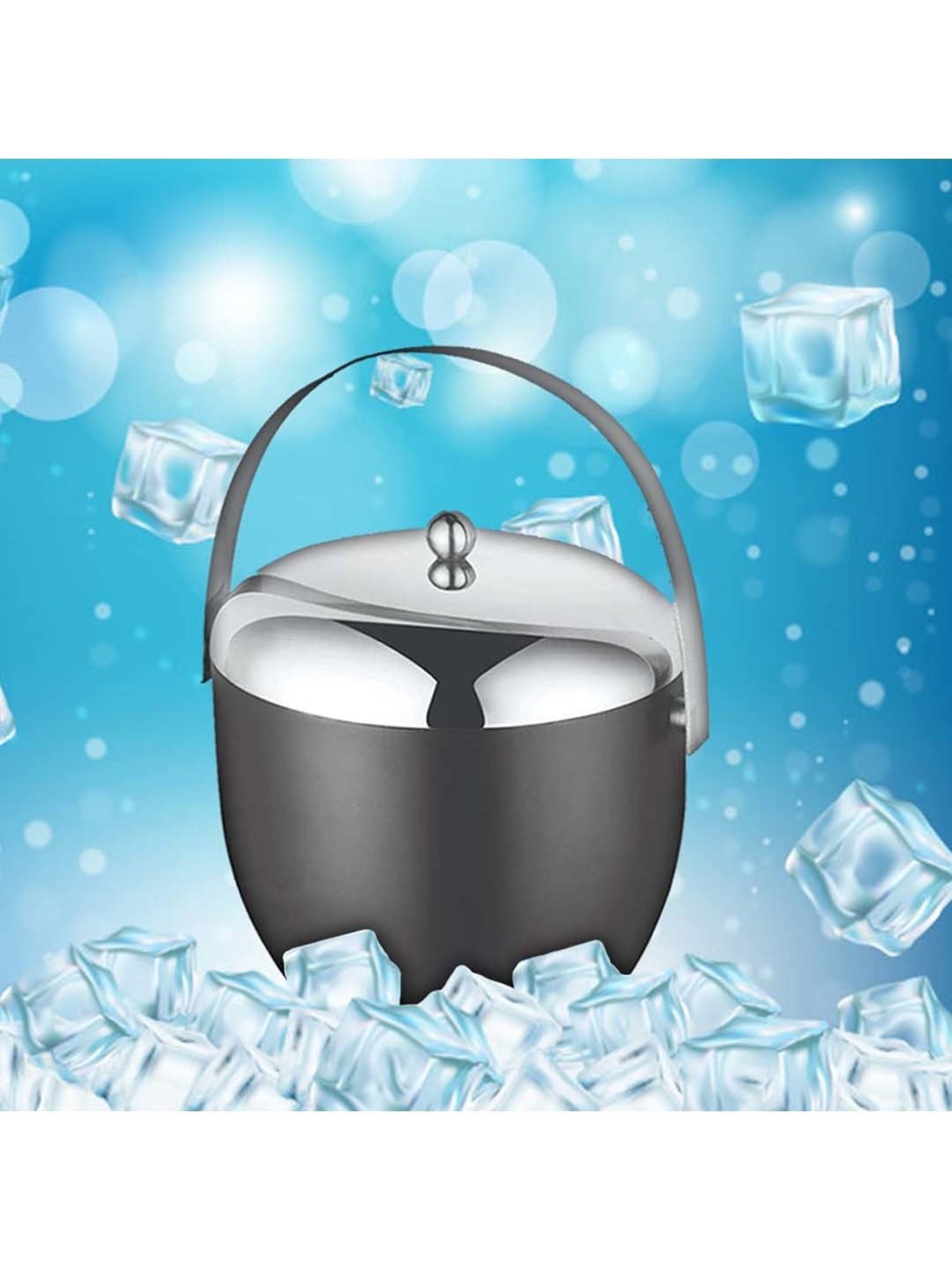 FnS Silver Stainless Steel Ice Bucket (1.25 L)