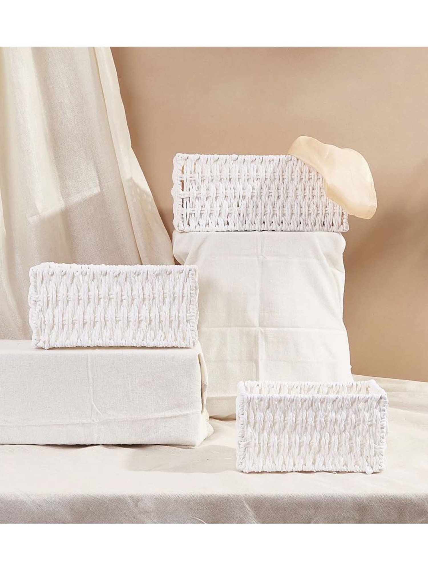 Mason Home White Rope Organising Basket (Set of 3)