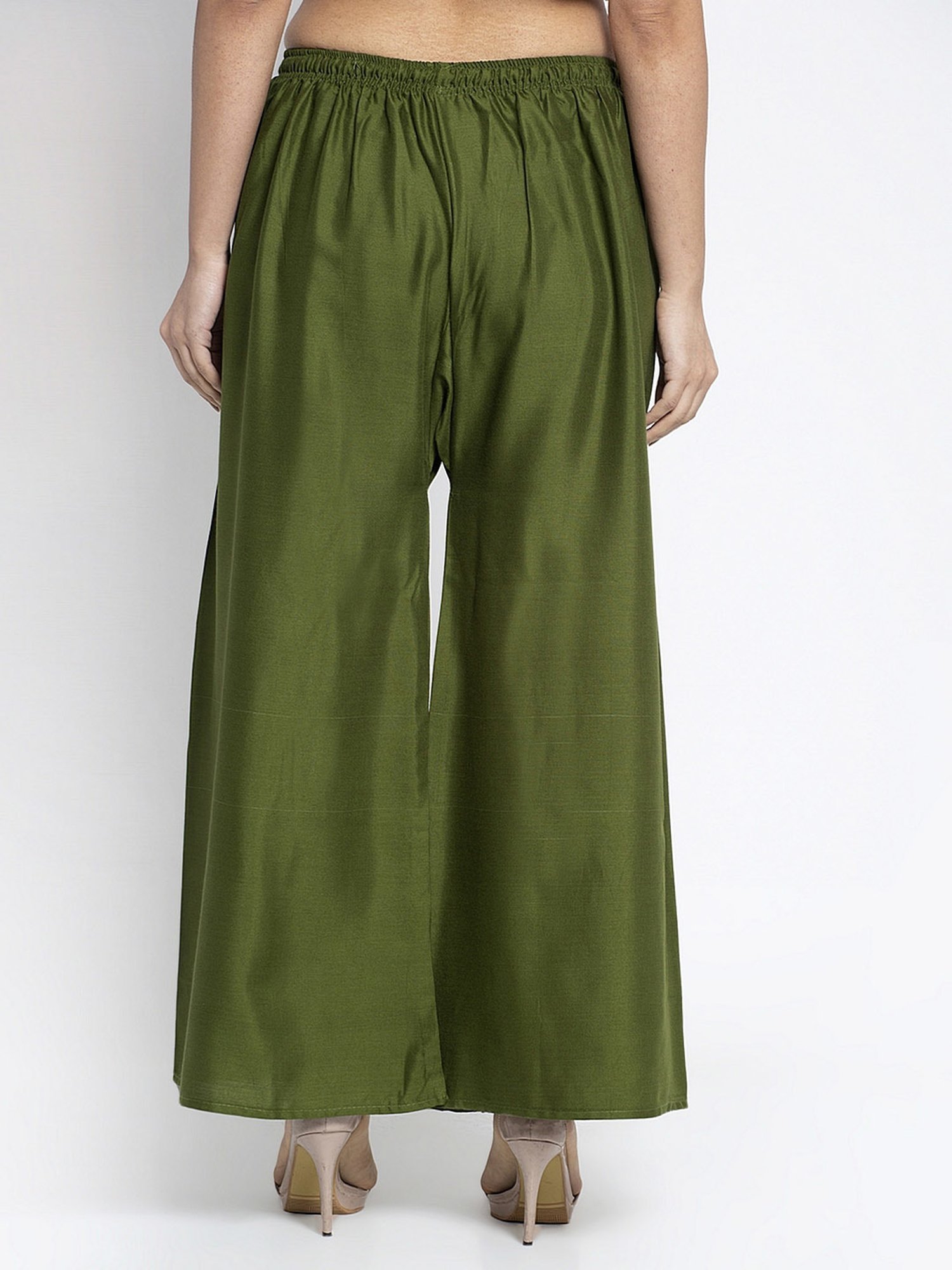 Gracit Green & Dark Brown Rayon Palazzos - Pack of 2