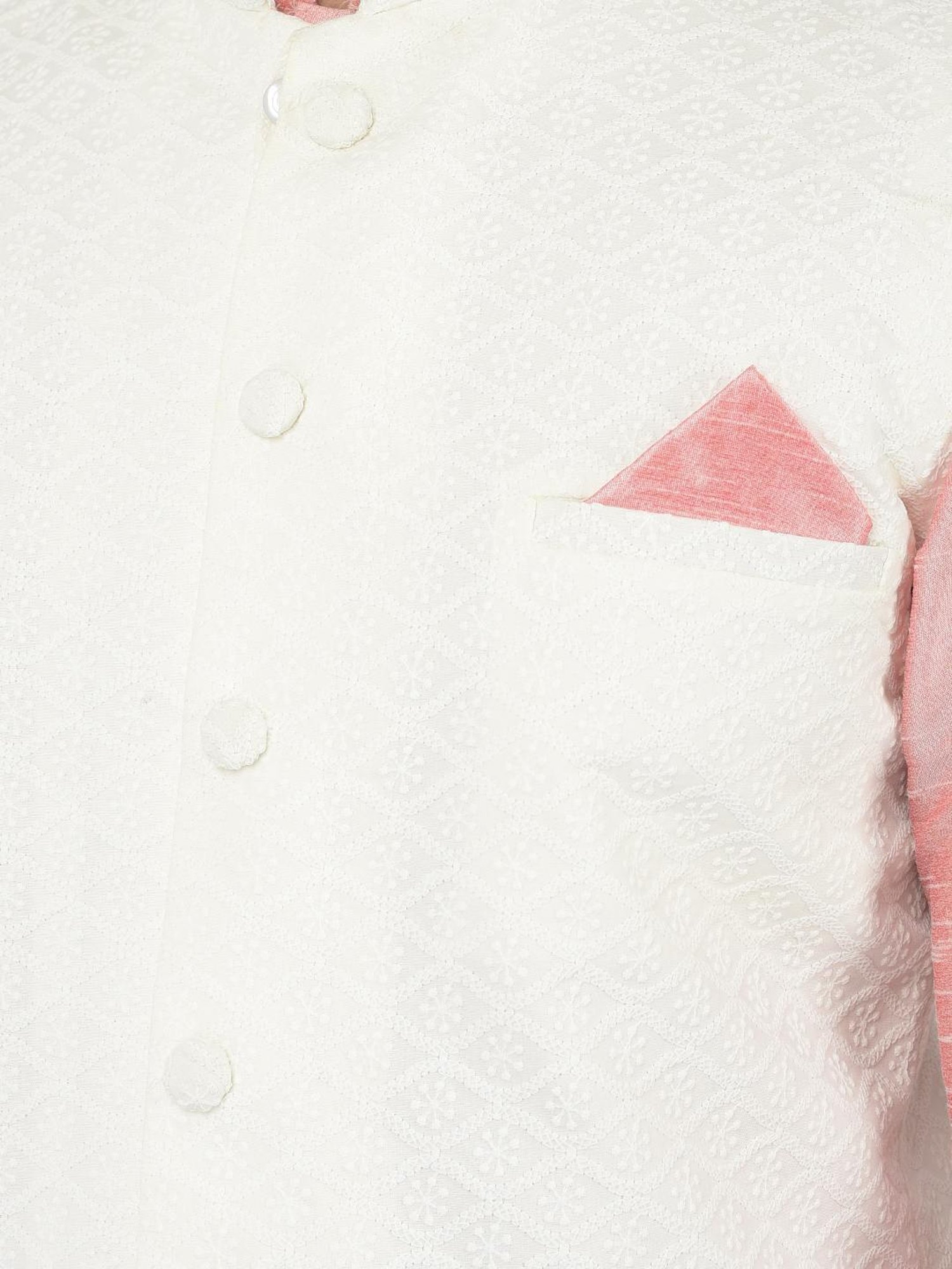Deyann Pink & White Regular Fit Embroidered Kurta Set With Jacket