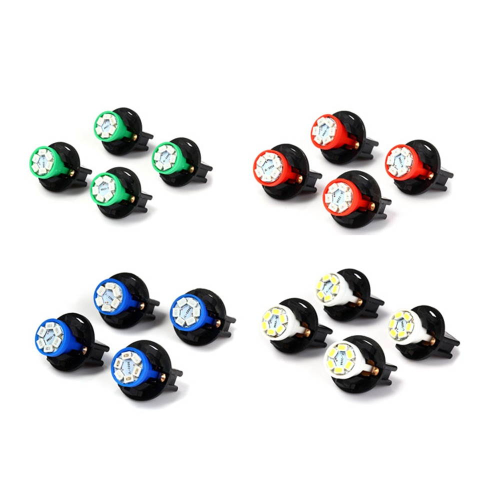 10 PCS 12V T10 SMD 1210 6 LEDs Twist Socket Instrument Panel Light LED Gauge Cluster Bulbs Dashboard Lamp with Holder (Blue)