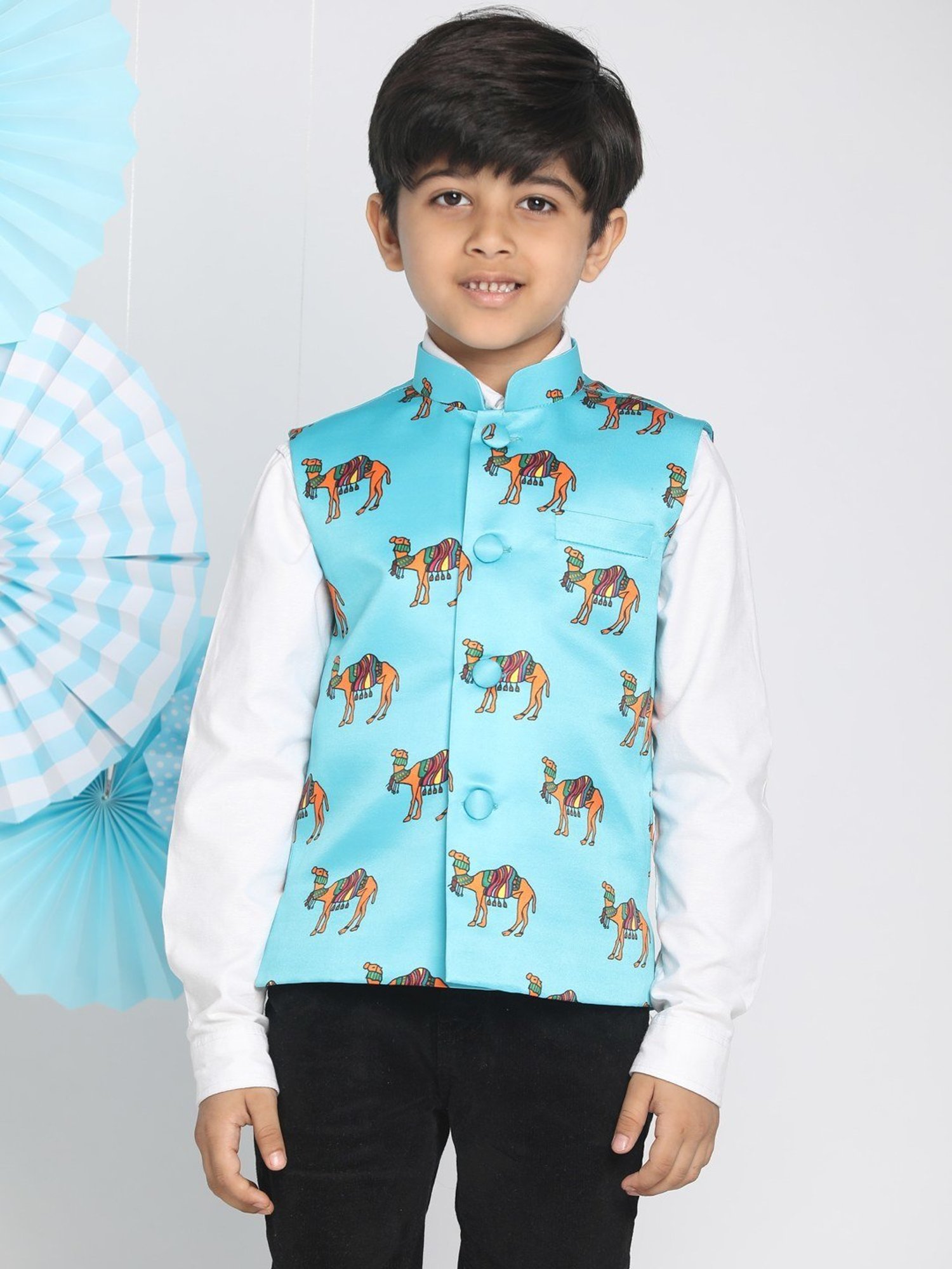 Crimsoune Club Kids Mint Solid Full Sleeves Blazer