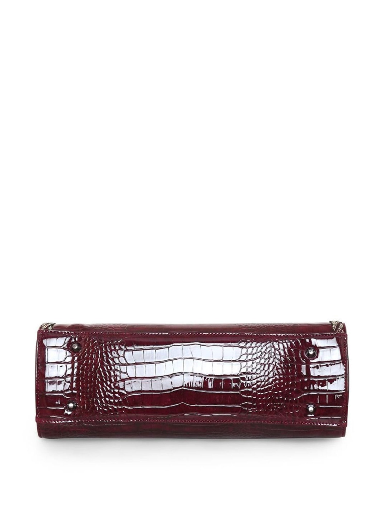 Esbeda Glossy Maroon PU Textured Handbag