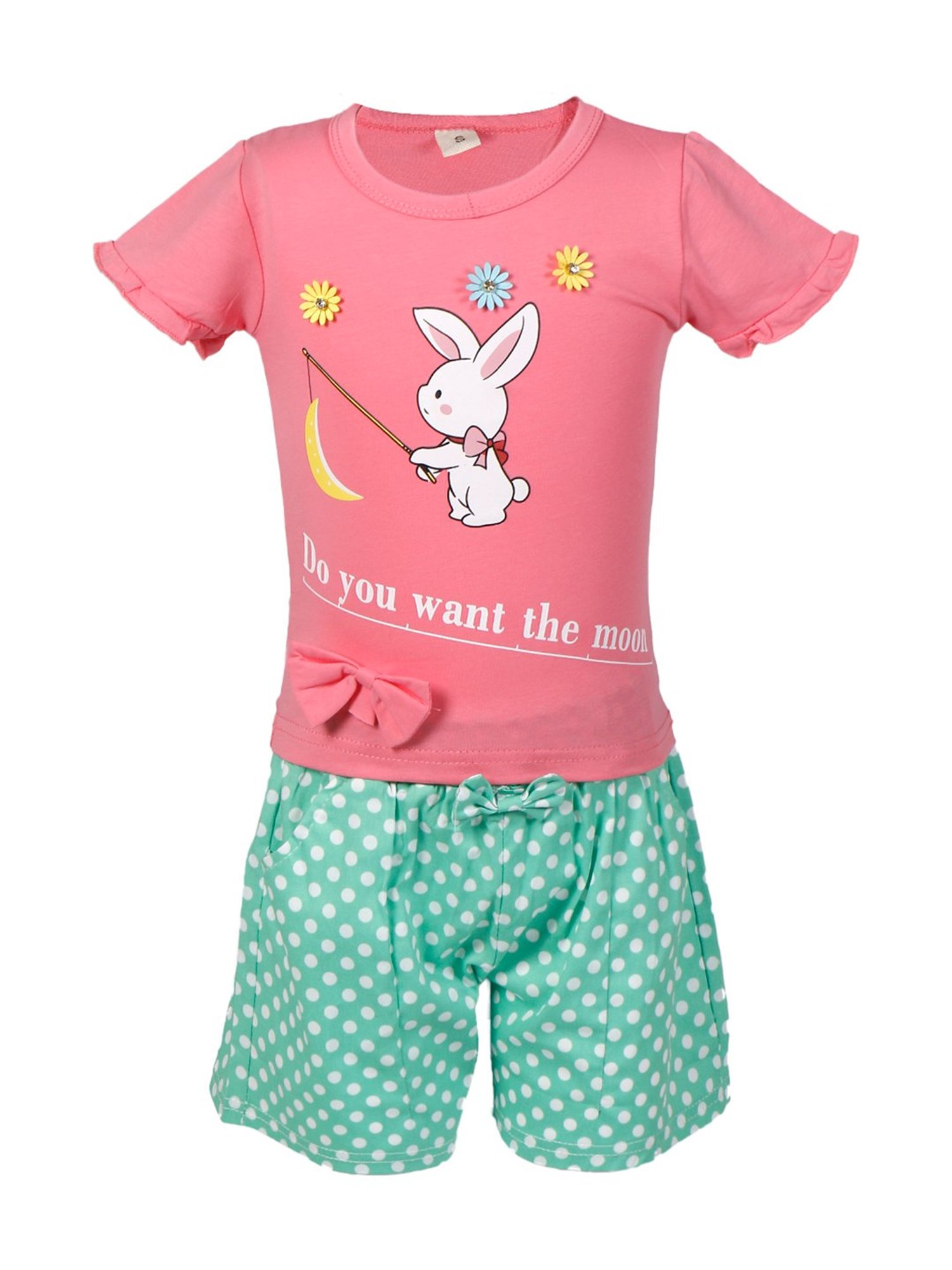 Passion Petals Kids Pink Cotton Printed Top & Shorts