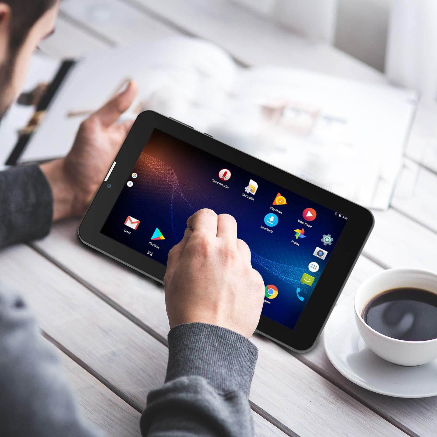 Indigi Tab 7, 7-inch Android Tablet, Dual-Core 1.3 GHz Processor, 8 GB Storage(microSD Expandable), Slate Black - 32gb microSD Included