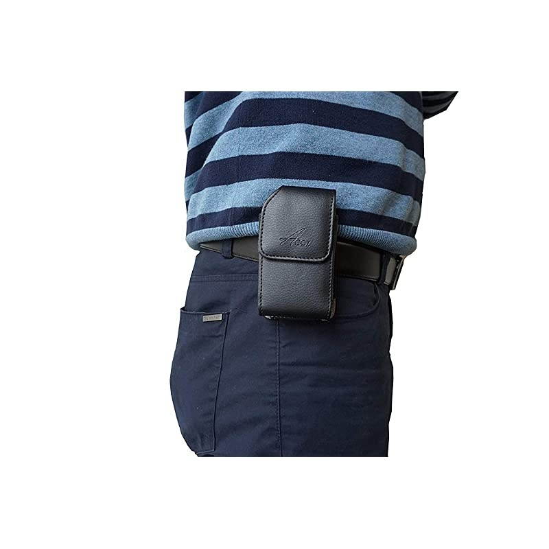 Vertical Leather Belt Clip Case for Garmin Approach G6 G7 G8 G80 Golf GPS, GolfBuddy VTX, SkyGolf SkyCaddie Touch Golf GPS Holster Pouch Cover with Swivel Clip