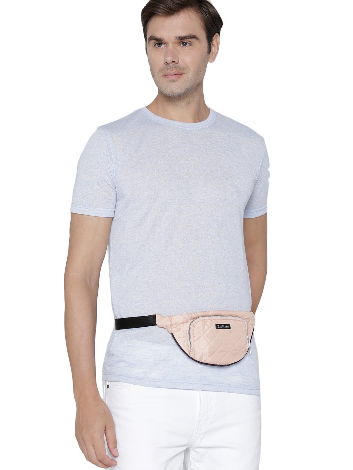 Bad Habit Powder Pink Quilted Waist Pouch