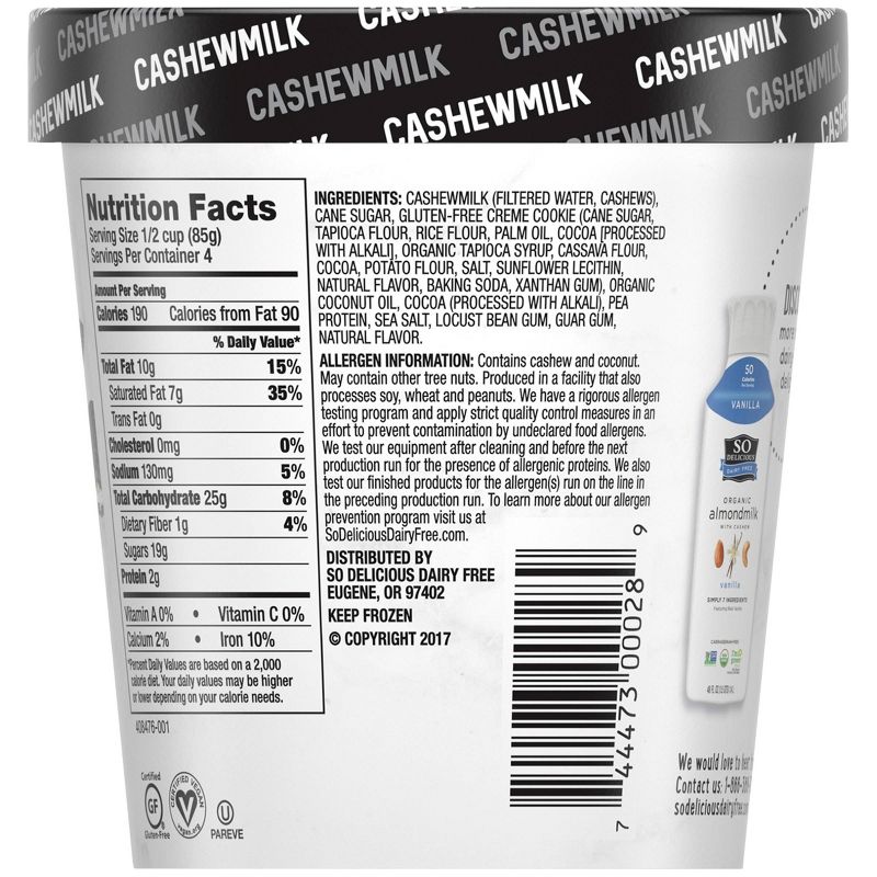 So Delicious Chocolate Cookies 'N' Cream Cashew Milk Non-Dairy Frozen Dessert - 16 fl oz