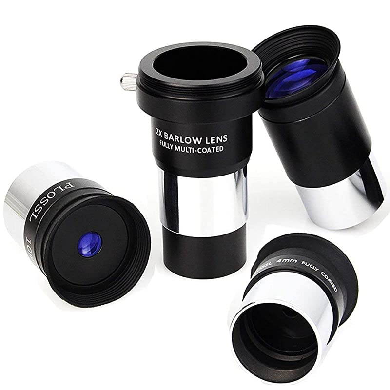 Telescope Eyepiece Multi Coated Telescopes Lens Telescope Accessory Kit with Barlow Lens for Standard 1.25 inches Filter Threads 4mm 10mm 25mm