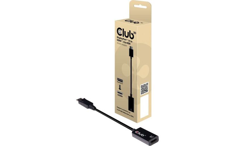 Club 3D DisplayPort 1.4 to HDMI 2.0a HDR - 7.52" DisplayPort/HDMI A/V Cable for Audio/Video Device - First End: 1 x HDMI Female Digital Audio/Video