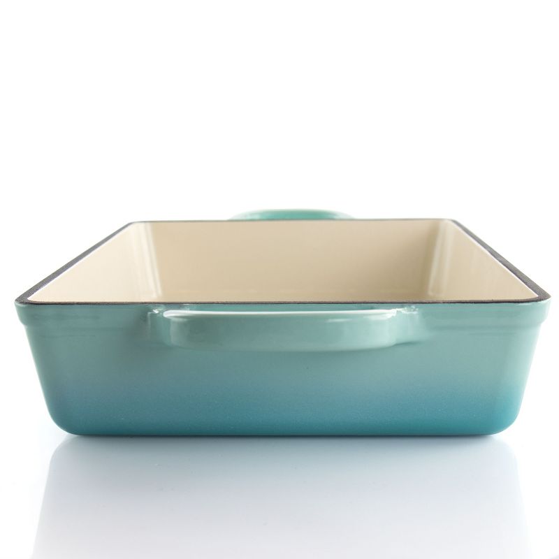 Crock Pot Artisan 13 Inch Rectangular Enameled Cast Iron Bake Pan in Aqua Blue