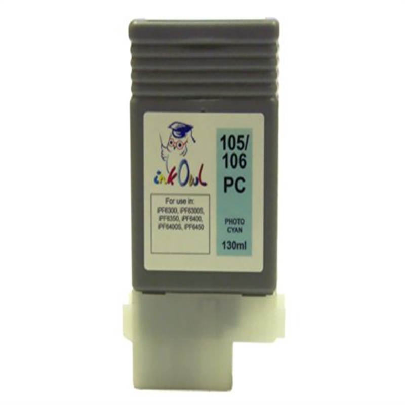 InkOwl Compatible Ink Cartridge Replacement for CANON PFI-105PC, PFI-106PC (130ml, Photo Cyan) for iPF6300, iPF6300S, iPF6350, iPF6400, iPF6400S, and iPF6450 printers