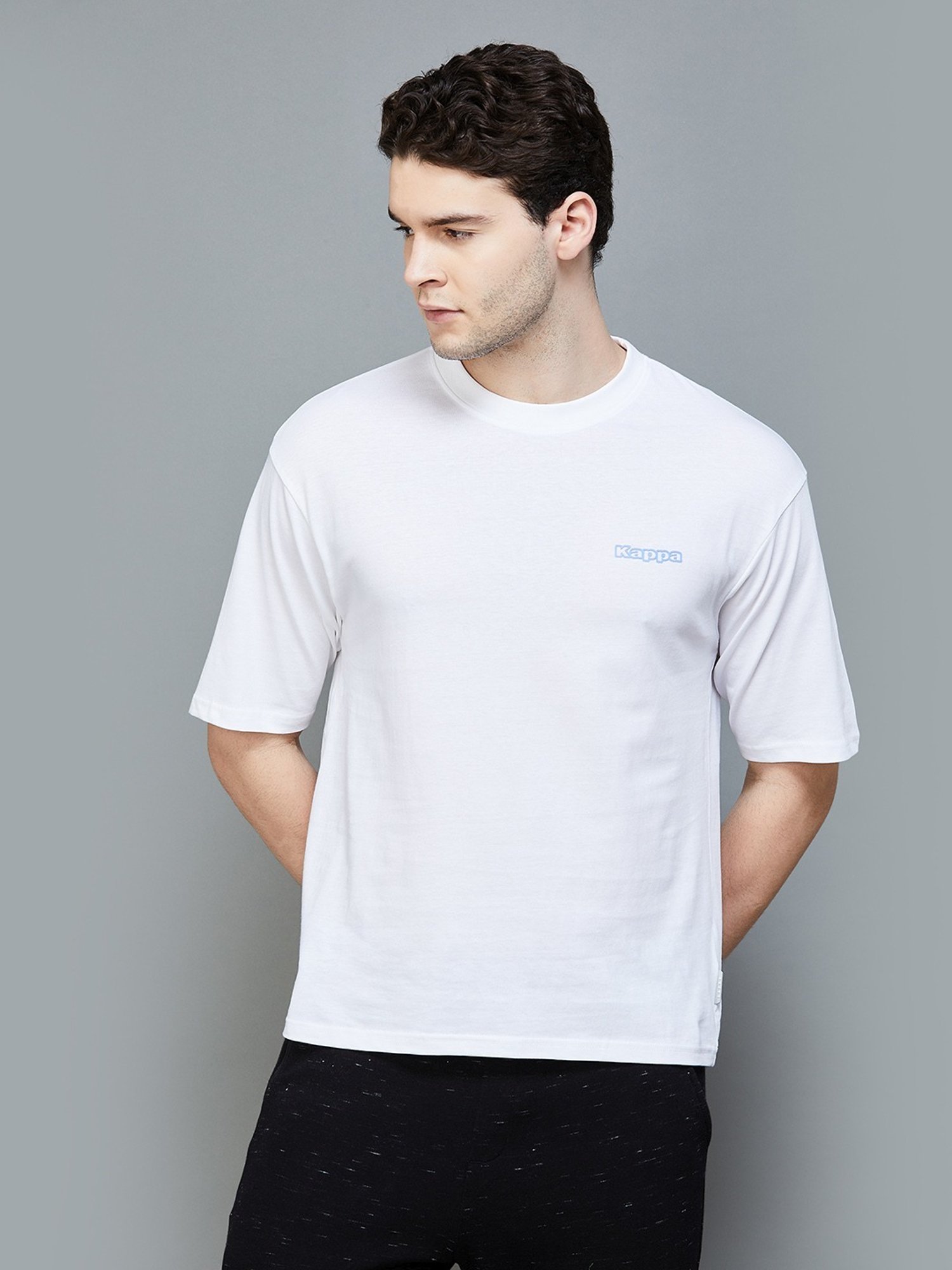 KAPPA White Cotton Regular Fit Printed T-Shirt