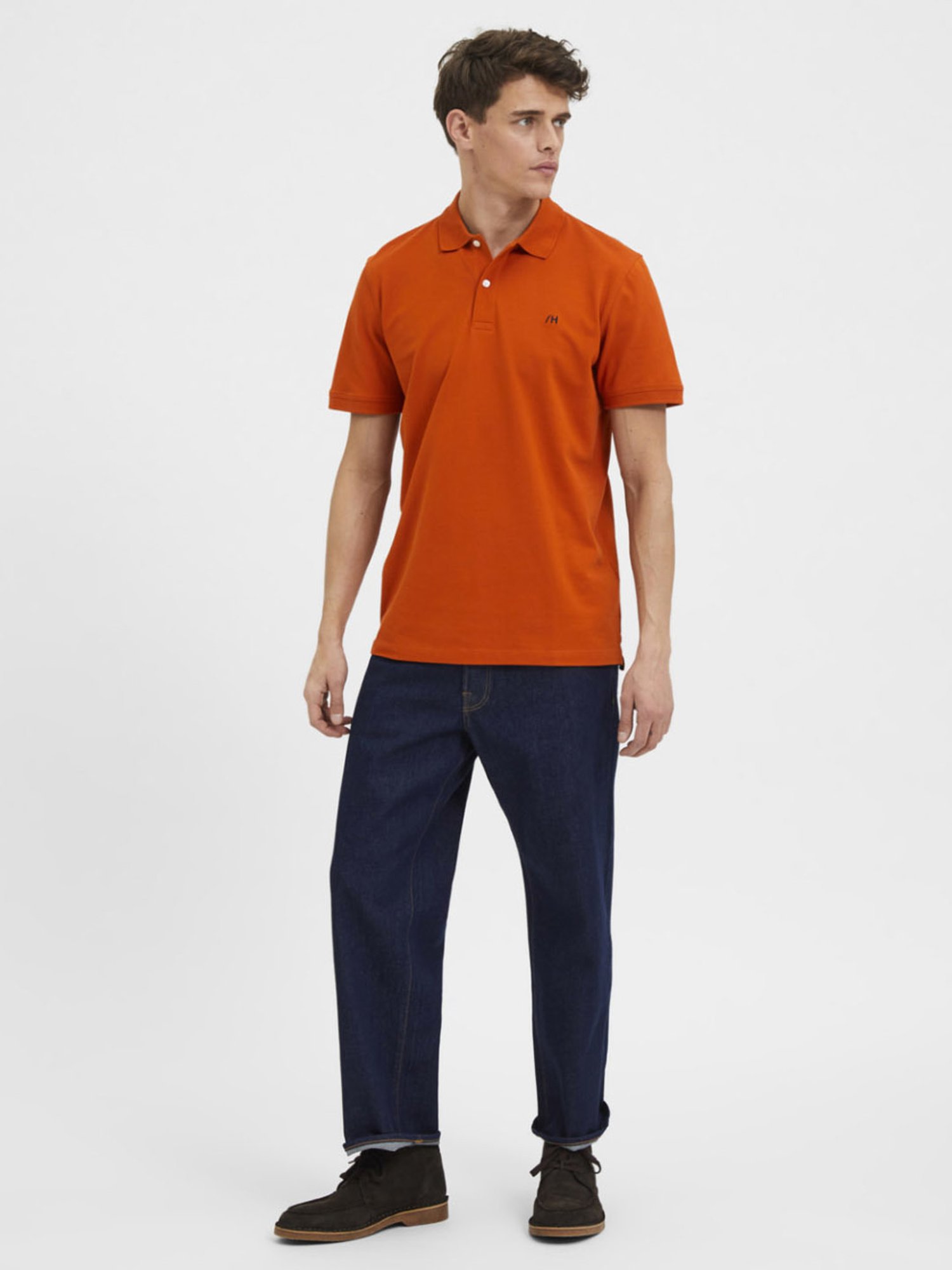 SELECTED HOMME Gold Flame Cotton Regular Fit Polo T-Shirt