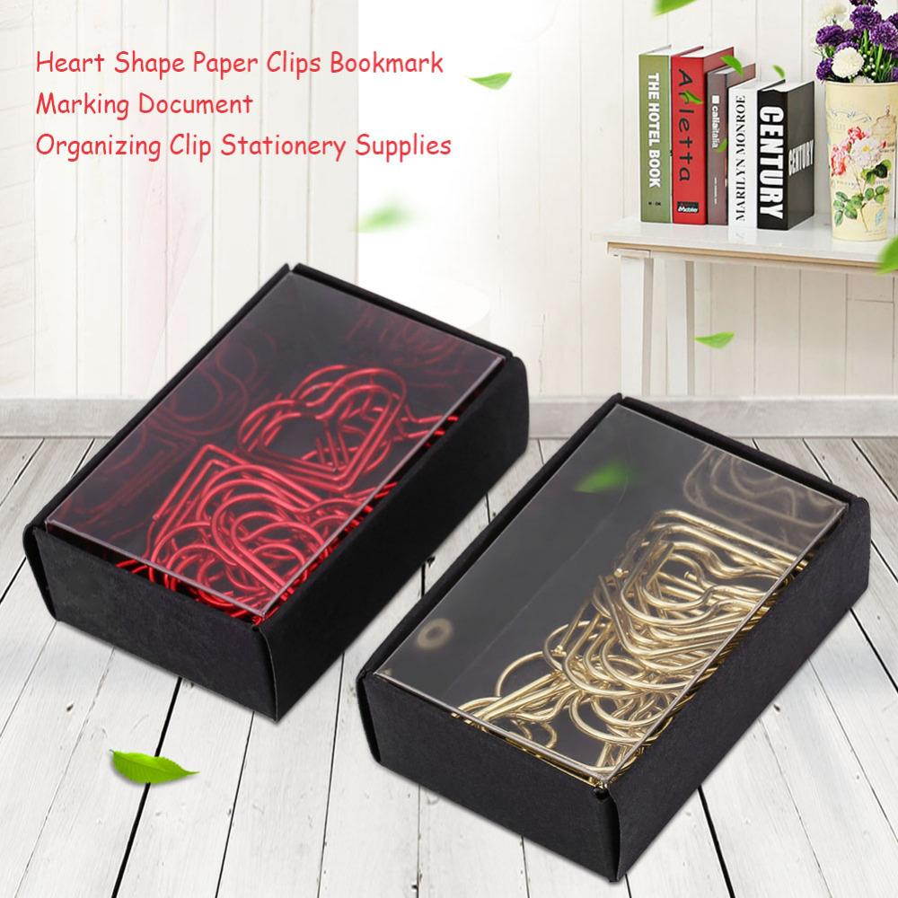 12pcs Heart Shape Paper Clips Bookmark Marking Document Organizing Clip Notes Letter Paper Clip Office Supplies