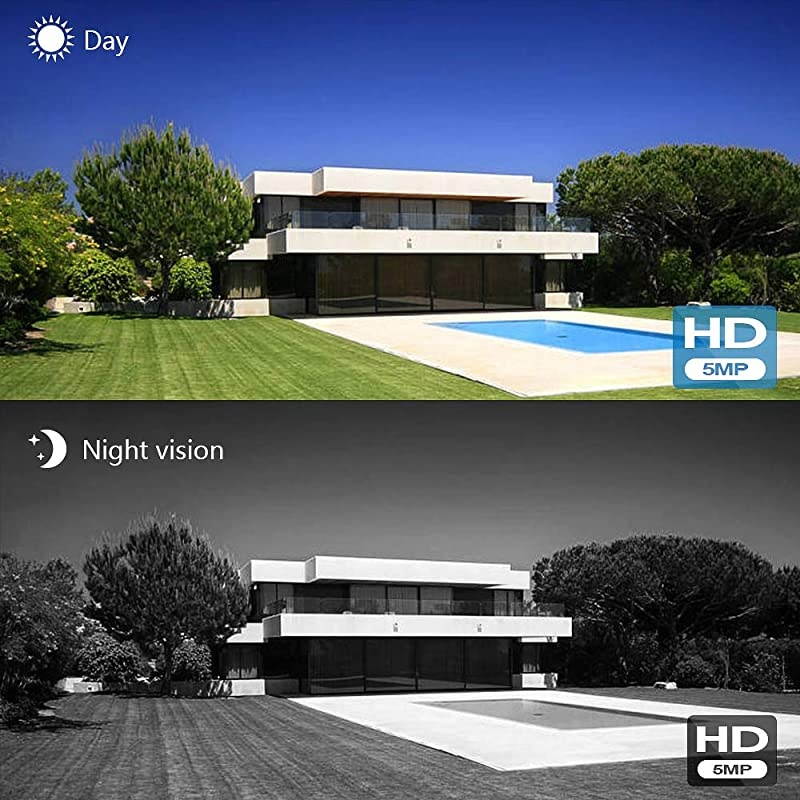 PTZ WiFi Outdoor Camera,  5MP Super HD 355 &deg; 5X Optical Zoom Outdoor Security Cam, 196ft Night Vision, Humanoid Detection, 2 Way Audio, IP66 Waterproof, Work with NVR Blueiris,128GB SD Card Slot