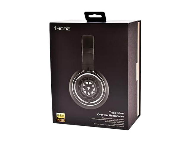 1MORE Triple Driver Over-Ear Headphones Comfortable Foldable Earphones with Hi-Res Hi-Fi Sound, Bass Driven, Tangle-Free Detachable Cable for Smartphones/Android/PC/Tablet - Silver/Titanium