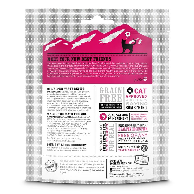 I and Love and You Hair Meowt Hearties Grain Free Salmon Recipe Cat Treats - 4oz