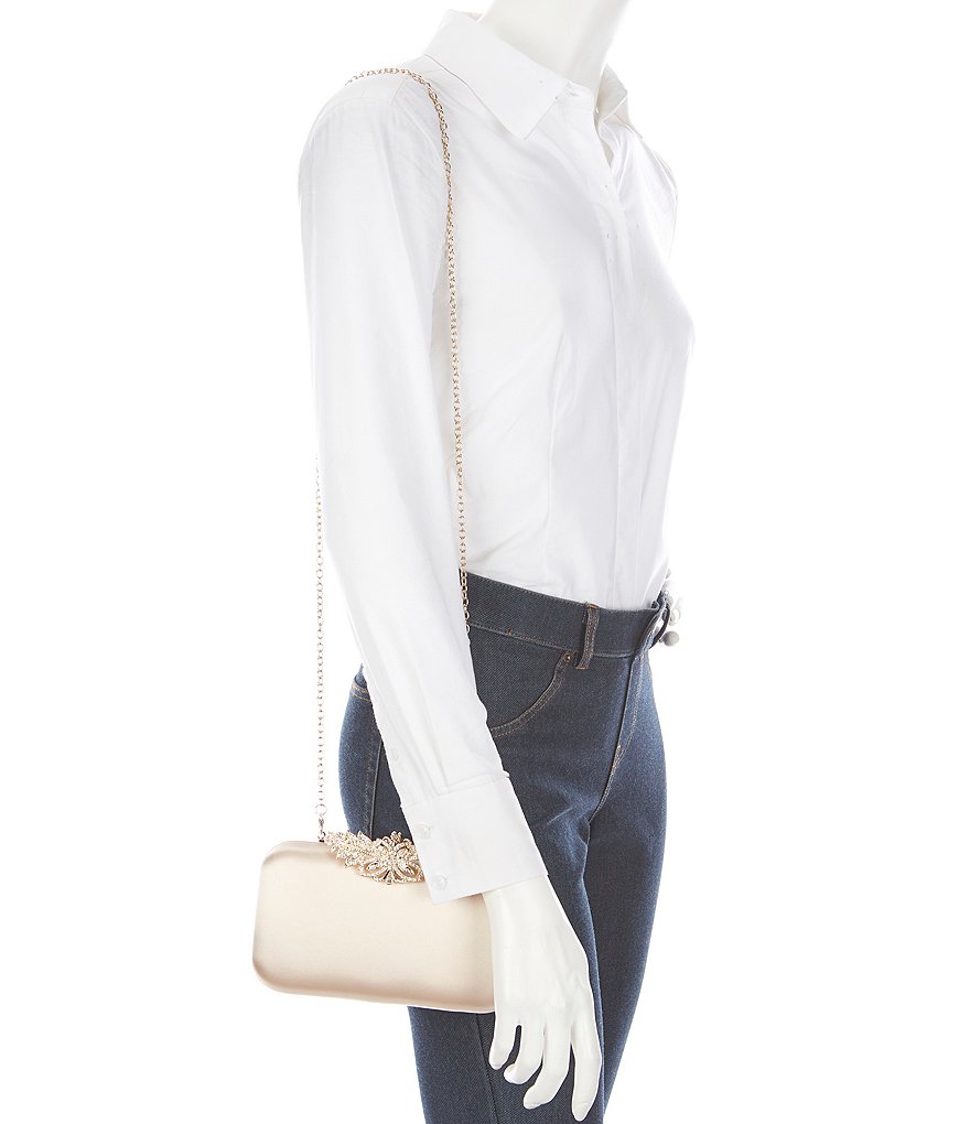 Kate Landry Satin Hinge Minaudiere Clutch Bag