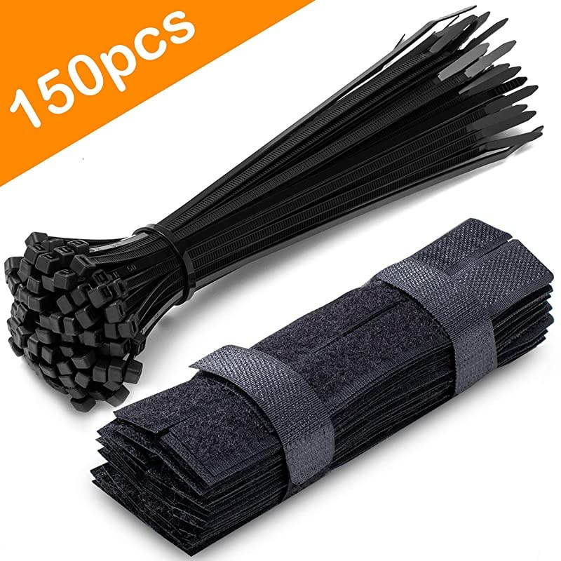 Heavy Duty Cable Zip Ties,Zip Ties,50PCS Reusable Cable Zip Ties,8 Inches Plastic Cable Zip Ties, 50 Lbs Tensile Strength,7 Inches Adjustable Cable Zip Ties,(Black)