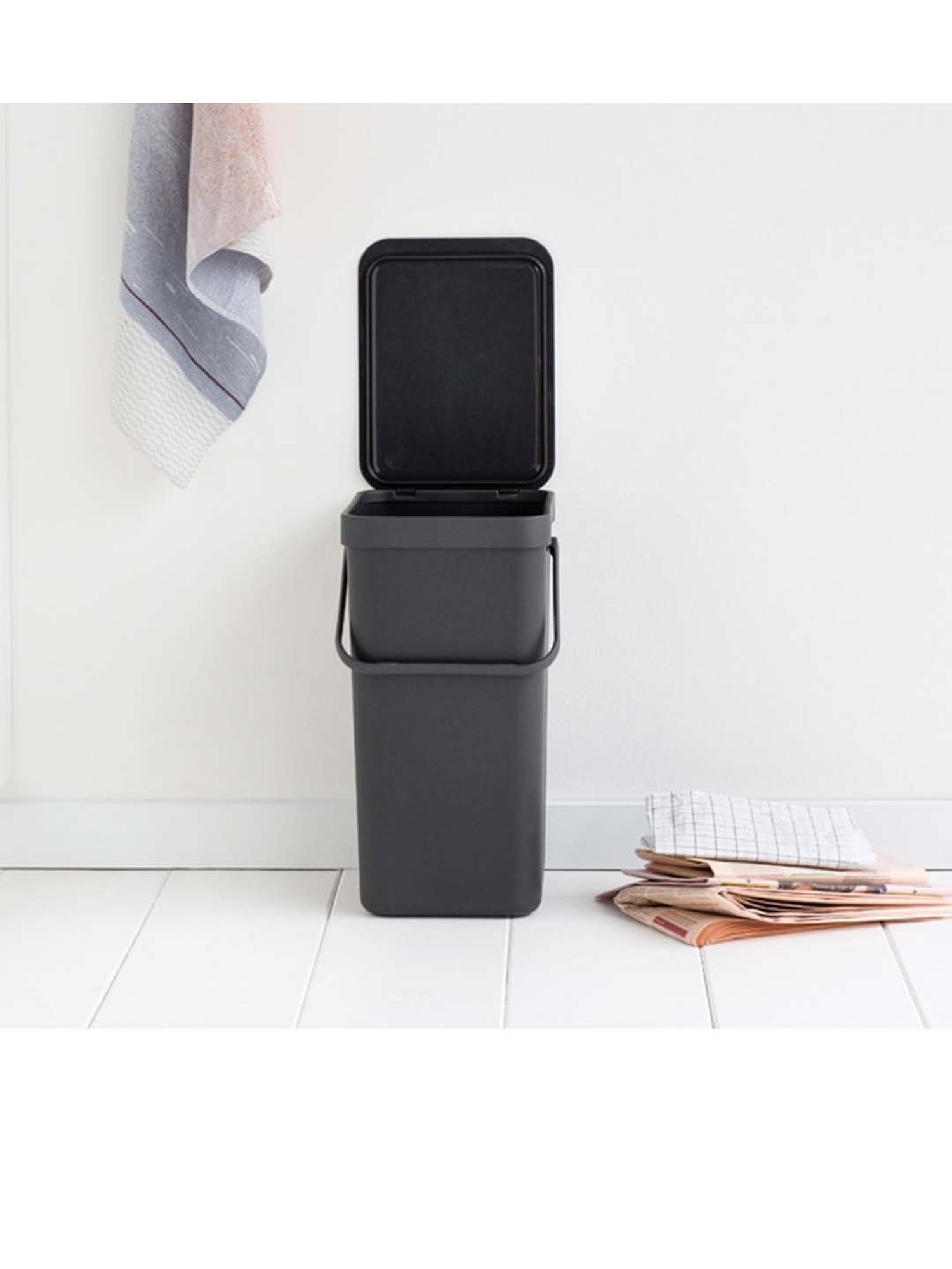 BRABANTIA Sort & Go Grey Plastic Dustbin (16 L) - Set of 1