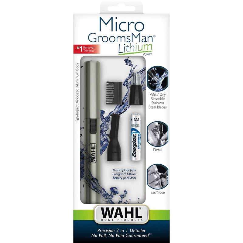 Wahl Lithium Micro Groomsman Men's Personal Ear, Nose & Brow Trimmer - 5640-1001N