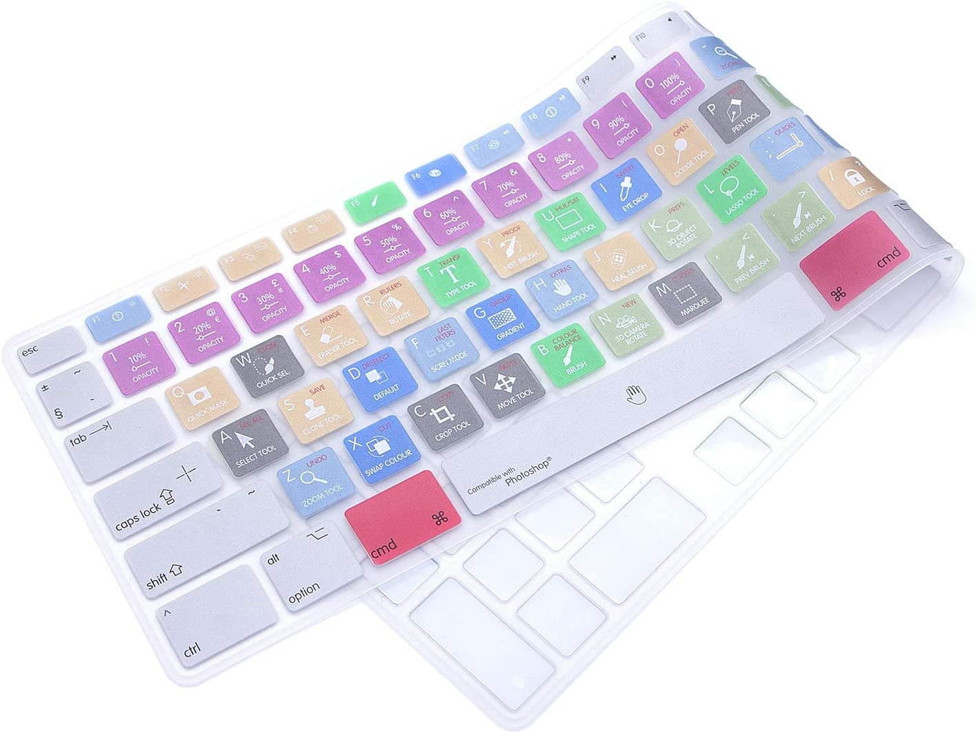 HRH for Apple iMac G6 MB110LL/B and MB110LL/A A1243 Keyboard with Numeric Keypad NumberPad Print with: Adobe Photoshop Functional Shortcuts Hot Keys Design Silicone Keyboard Skin Cover [US/EU Layout]
