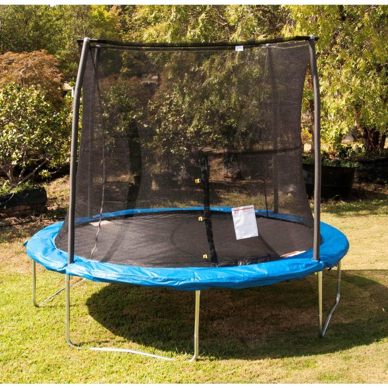 JumpKing 10 Foot Outdoor Trampoline  78sqft & Safety Net Enclosure, Blue JK10VC1